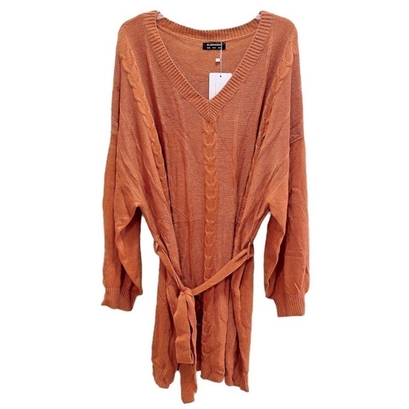 Bloomchic Rust Orange Mini Sweater Dress Size 26 NWT NEW! - Picture 1 of 9